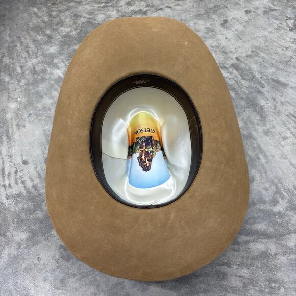 John B Stetson Company Western Hat Mens 4X Beaver Wide Brim Feather Braided Tan - Picture 11 of 16